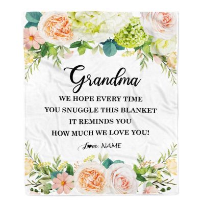 To My Grandma Blanket From Grandkids How Much We Love You Flower, Mother Day Blanket, Personalized Blanket For Mom