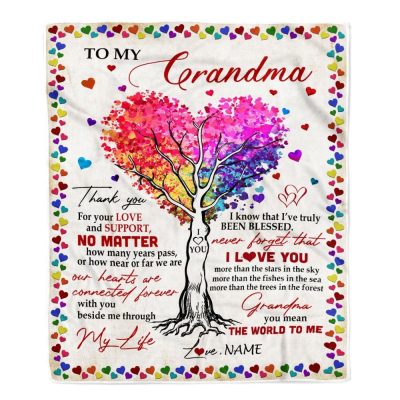 To My Grandma Blanket From Grandkids Never Forget That I Love You You Mean The World to Me, Mother Day Blanket, Personalized Blanket For Mom