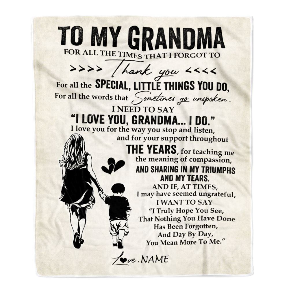 To My Grandma Blanket From Grandson For All The Times That I Forgot To Thank You, Mother Day Blanket, Personalized Blanket For Mom