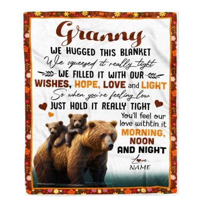To My Granny Blanket From Granddaughter Grandson Bear I Love You, Mother Day Blanket, Personalized Blanket For Mom