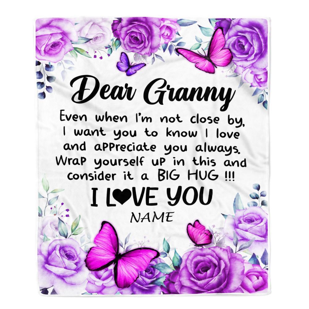 To My Granny Blanket From Granddaughter Grandson Butterfly Love And Appreciate, Mother Day Blanket, Personalized Blanket For Mom