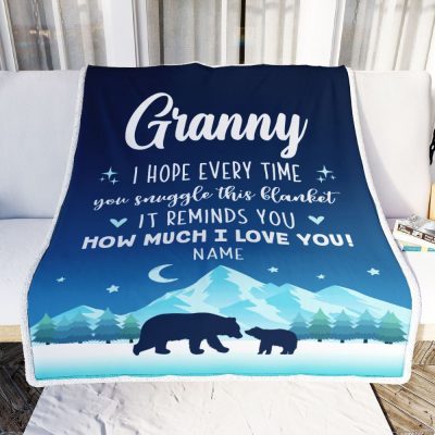 To My Granny Blanket From Granddaughter Grandson I Hope Every Time Bear, Mother Day Blanket, Personalized Blanket For Mom