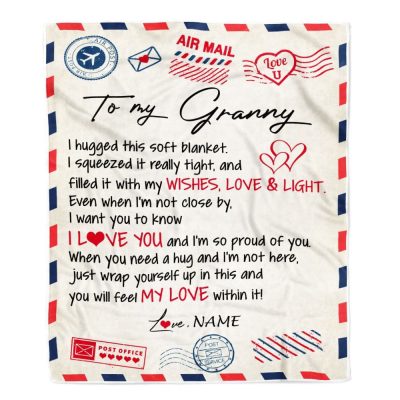 To My Granny Blanket From Grandkids Grandson Air Mail Letter I Love You, Mother Day Blanket, Personalized Blanket For Mom