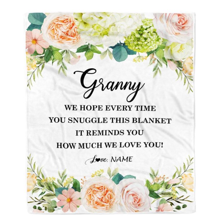 To My Granny Blanket From Grandkids How Much We Love You Flower, Mother Day Blanket, Personalized Blanket For Mom