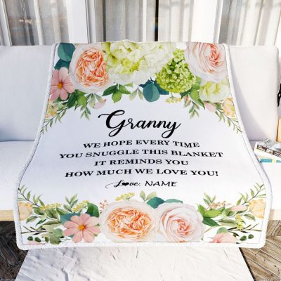 To My Granny Blanket From Grandkids How Much We Love You Flower, Mother Day Blanket, Personalized Blanket For Mom