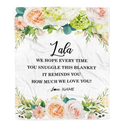To My Lala Blanket From Grandkids How Much We Love You Flower, Mother Day Blanket, Personalized Blanket For Mom