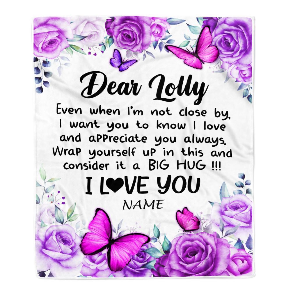 To My Lolly Blanket From Granddaughter Grandson Butterfly Love And Appreciate, Mother Day Blanket, Personalized Blanket For Mom