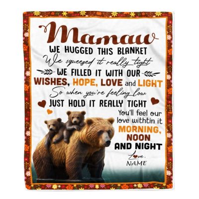 To My Mamaw Blanket From Granddaughter Grandson Bear I Love You, Mother Day Blanket, Personalized Blanket For Mom