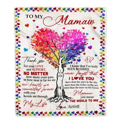 To My Mamaw Blanket From Grandkids Never Forget That I Love You You Mean The World to Me, Mother Day Blanket, Personalized Blanket For Mom