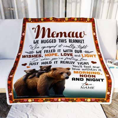 To My Memaw Blanket From Granddaughter Grandson Bear I Love You, Mother Day Blanket, Personalized Blanket For Mom