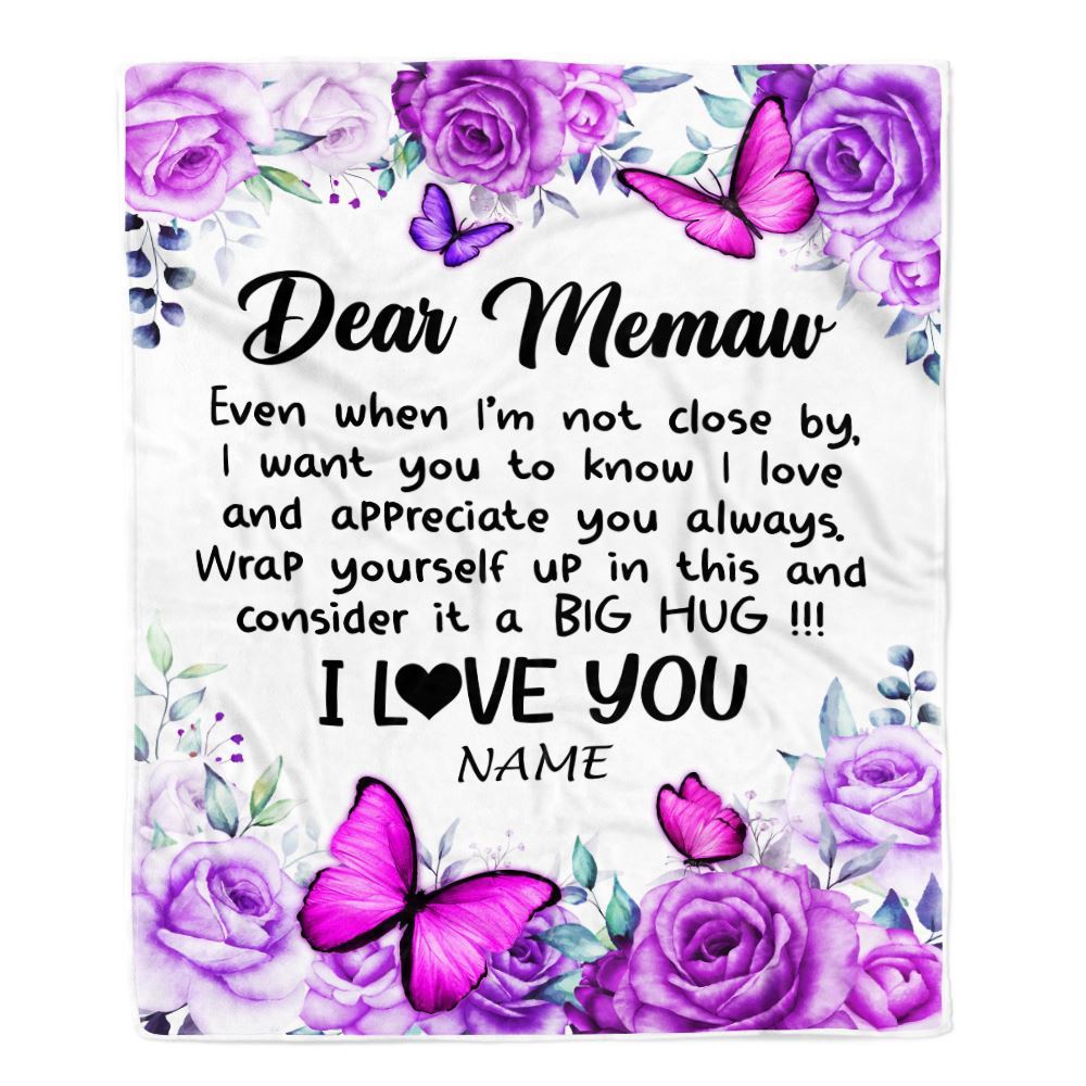 To My Memaw Blanket From Granddaughter Grandson Butterfly Love And Appreciate, Mother Day Blanket, Personalized Blanket For Mom