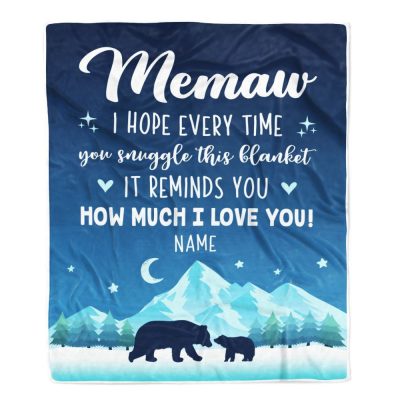 To My Memaw Blanket From Granddaughter Grandson I Hope Every Time Bear, Mother Day Blanket, Personalized Blanket For Mom