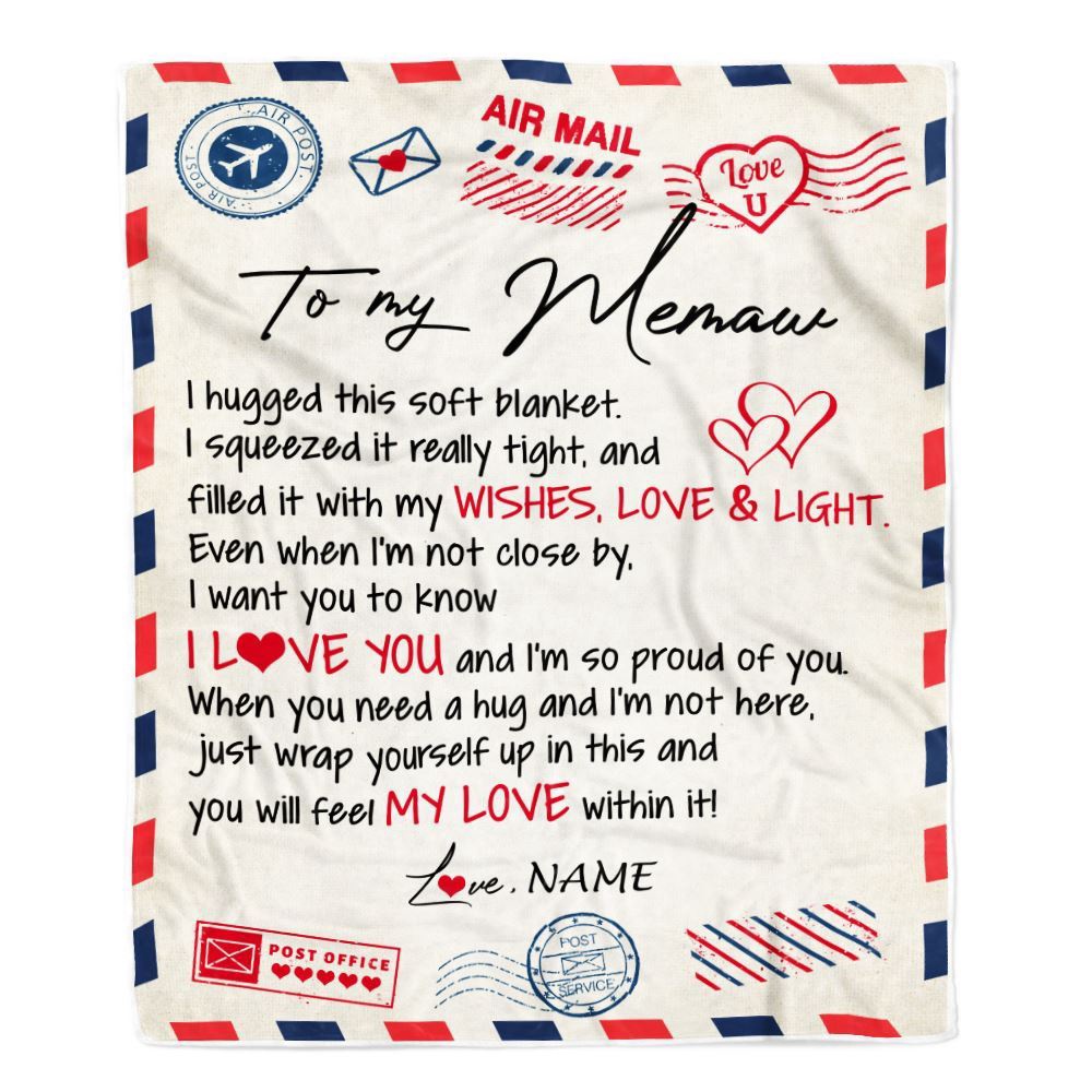To My Memaw Blanket From Grandkids Grandson Air Mail Letter I Love You, Mother Day Blanket, Personalized Blanket For Mom To My Memaw Blanket From Grandkids Grandson Air Mail Letter I Love You, Mother Day Blanket, Personalized Blanket For Mom