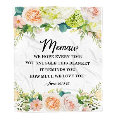To My Memaw Blanket From Grandkids How Much We Love You Flower, Mother Day Blanket, Personalized Blanket For Mom