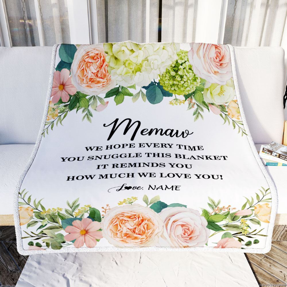 To My Memaw Blanket From Grandkids How Much We Love You Flower, Mother Day Blanket, Personalized Blanket For Mom