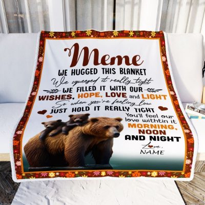 To My Meme Blanket From Granddaughter Grandson Bear I Love You, Mother Day Blanket, Personalized Blanket For Mom