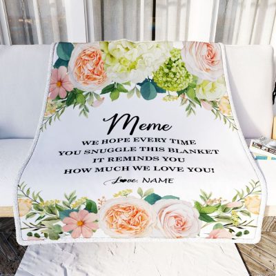 To My Meme Blanket From Grandkids How Much We Love You Flower, Mother Day Blanket, Personalized Blanket For Mom