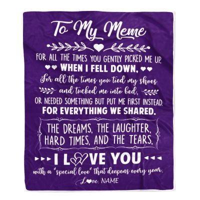 To My Meme Blanket From Grandkids I Love You With A Special Love, Mother Day Blanket, Personalized Blanket For Mom