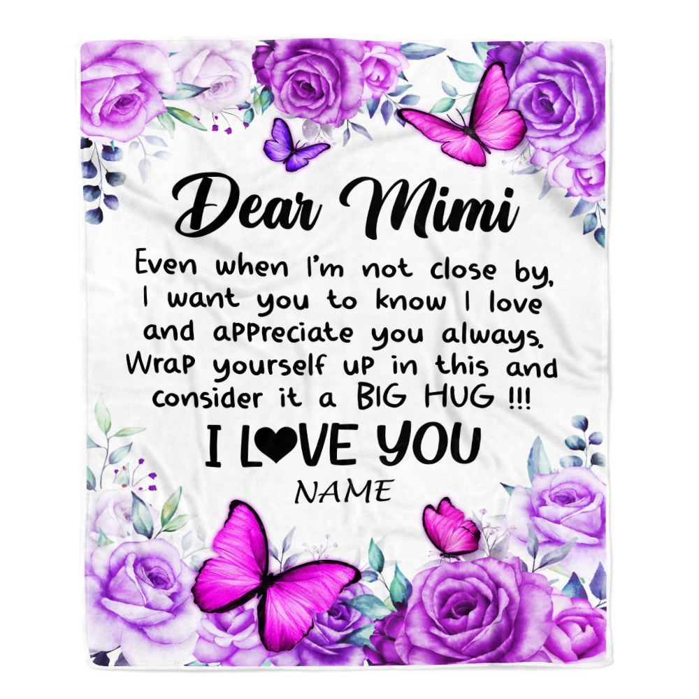 To My Mimi Blanket From Granddaughter Grandson Butterfly Love And Appreciate, Mother Day Blanket, Personalized Blanket For Mom