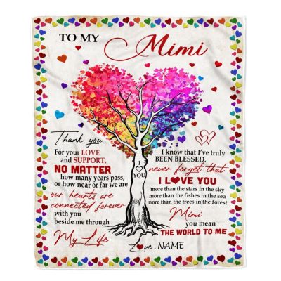 To My Mimi Blanket From Grandkids Never Forget That I Love You You Mean The World to Me, Mother Day Blanket, Personalized Blanket For Mom