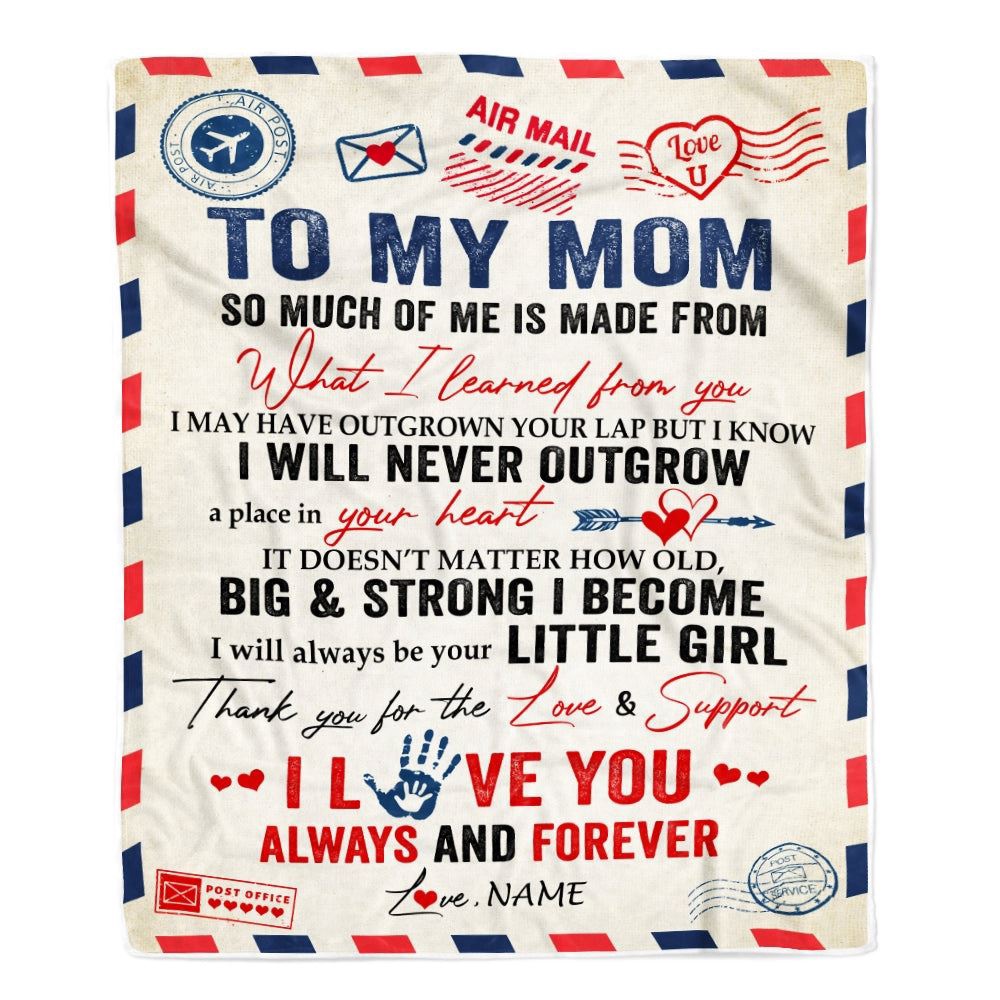 To My Mom Blanket From Daughter Air Mail Letter Mail I Love You Always Forever Mom, Mother Day Blanket, Personalized Blanket For Mom