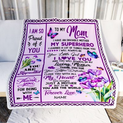 To My Mom Blanket From Daughter Floral Butterfly Thank You Loving, Mother Day Blanket, Personalized Blanket For Mom