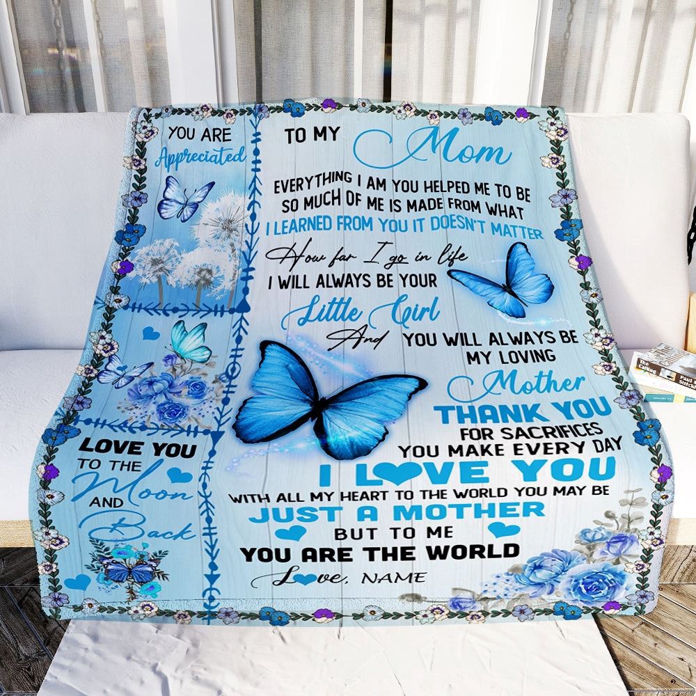 To My Mom Blanket From Daughter I Love You With All My Heart Butterfly, Mother Day Blanket, Personalized Blanket For Mom