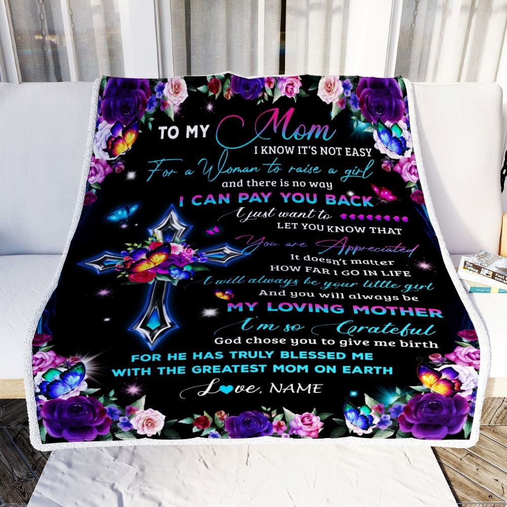 To My Mom Blanket From Daughter Letter Love You Cross Christian, Mother Day Blanket, Personalized Blanket For Mom