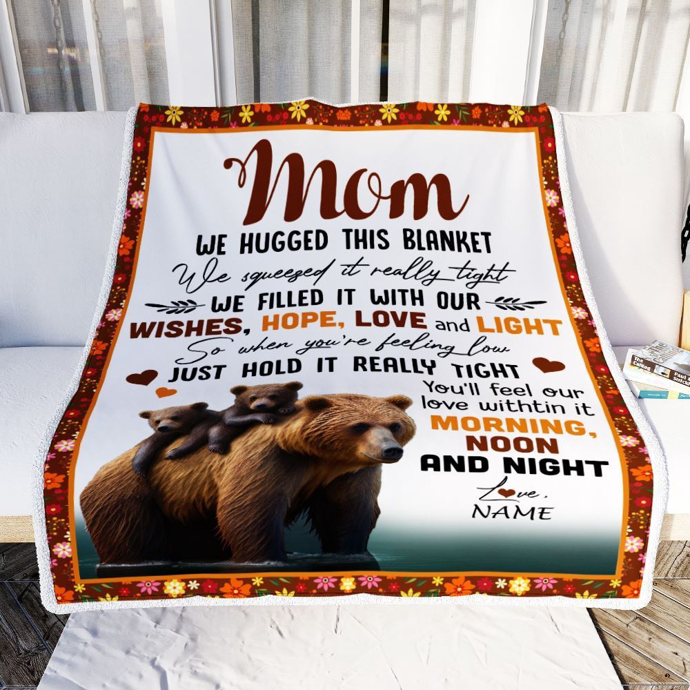 To My Mom Blanket From Daughter Son Bear I Love You Mom, Mother Day Blanket, Personalized Blanket For Mom To My Mom Blanket From Daughter Son Bear I Love You Mom, Mother Day Blanket, Personalized Blanket For Mom