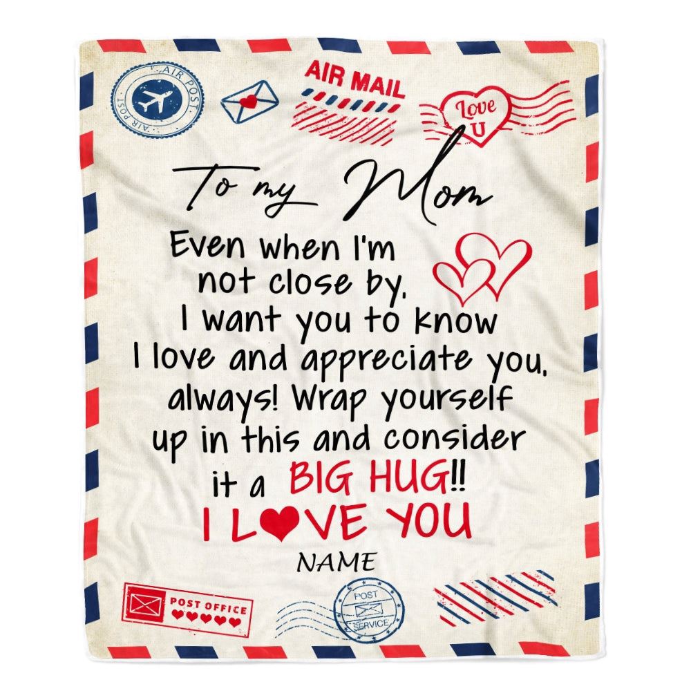 To My Mom Blanket From Daughter Son I Love You Hugs Air Mail Letter, Mother Day Blanket, Personalized Blanket For Mom To My Mom Blanket From Daughter Son I Love You Hugs Air Mail Letter, Mother Day Blanket, Personalized Blanket For Mom