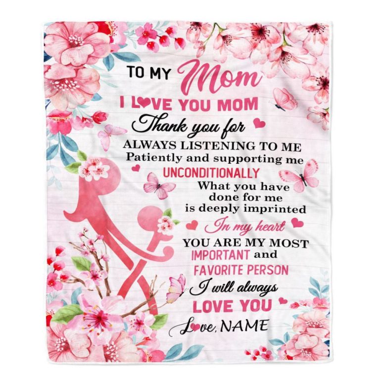 To My Mom Blanket From Daughter Son I Love You Mom Thank You, Mother Day Blanket, Personalized Blanket For Mom