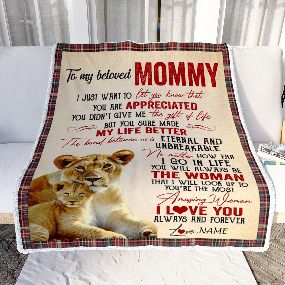 To My Mom Blanket From Daughter Son Lion You're The Most Amazing Woman I Love You, Mother Day Blanket, Personalized Blanket For Mom To My Mom Blanket From Daughter Son Lion You're The Most Amazing Woman I Love You, Mother Day Blanket, Personalized Blanket For Mom