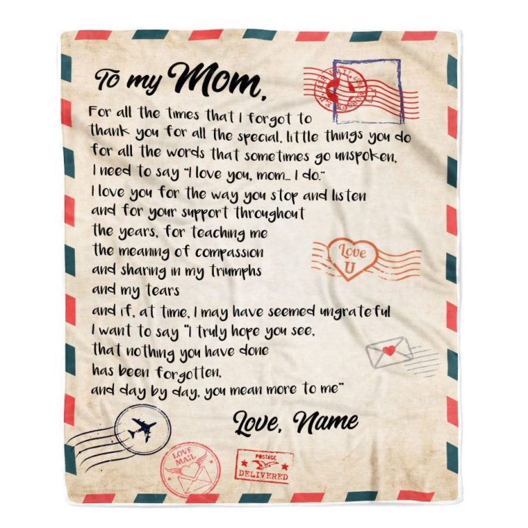To My Mom Blanket From Daughter Son Love Letter Mail to, Mother Day Blanket, Personalized Blanket For Mom