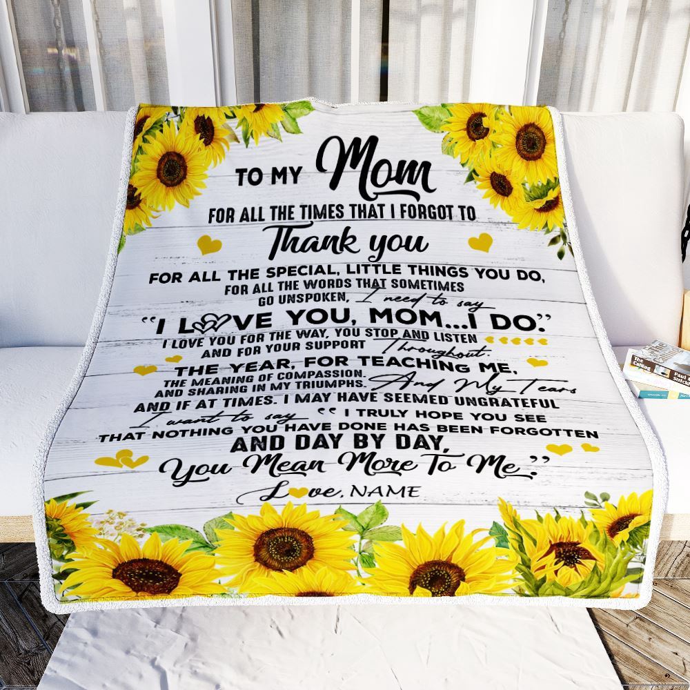 To My Mom Blanket From Daughter Son Thank You For All Wood Sunflower, Mother Day Blanket, Personalized Blanket For Mom To My Mom Blanket From Daughter Son Thank You For All Wood Sunflower, Mother Day Blanket, Personalized Blanket For Mom