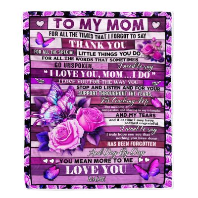 To My Mom Blanket From Daughter Son Wood Butterfly You Mean More To Me, Mother Day Blanket, Personalized Blanket For Mom