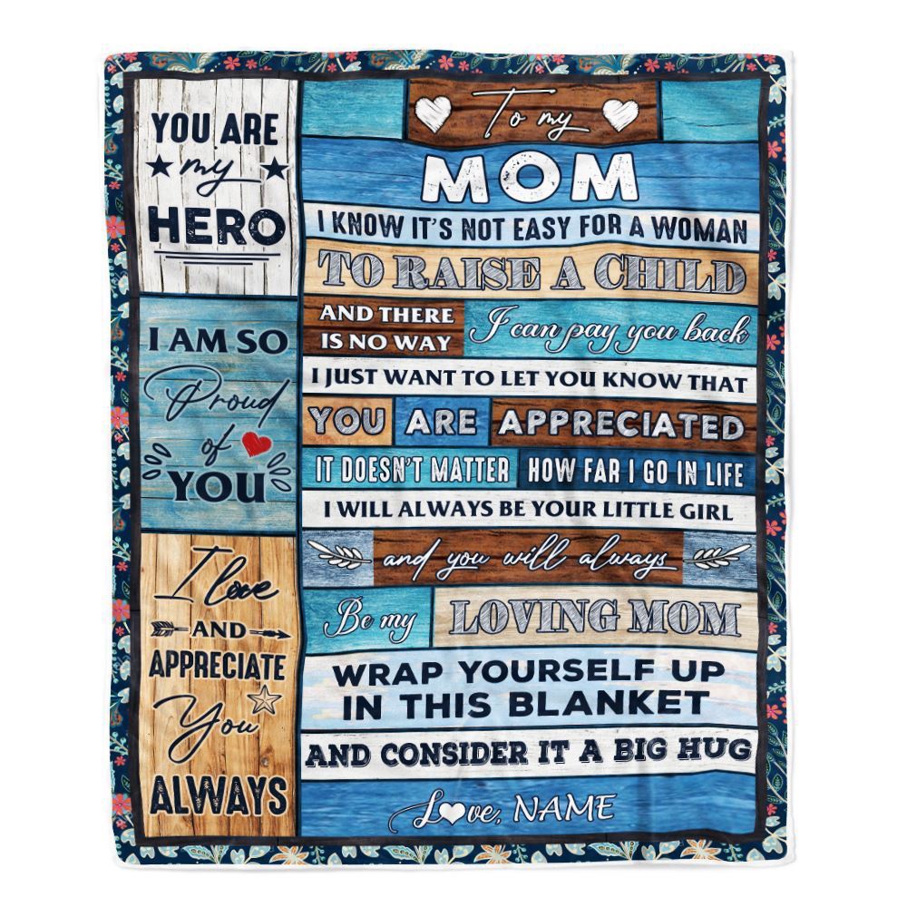To My Mom Blanket From Daughter Son Wood It A Big Hug Be My Loving, Mother Day Blanket, Personalized Blanket For Mom