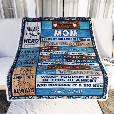To My Mom Blanket From Daughter Son Wood It A Big Hug Be My Loving, Mother Day Blanket, Personalized Blanket For Mom