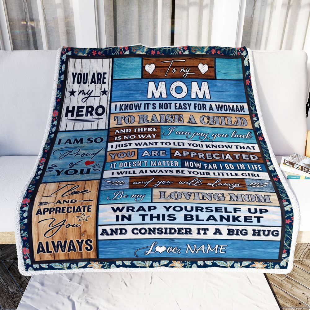 To My Mom Blanket From Daughter Son Wood It A Big Hug Be My Loving, Mother Day Blanket, Personalized Blanket For Mom