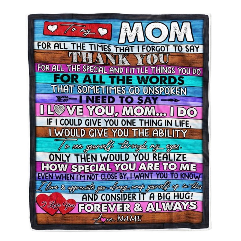 To My Mom Blanket From Daughter Son Wood Thank You I Love You, Mother Day Blanket, Personalized Blanket For Mom