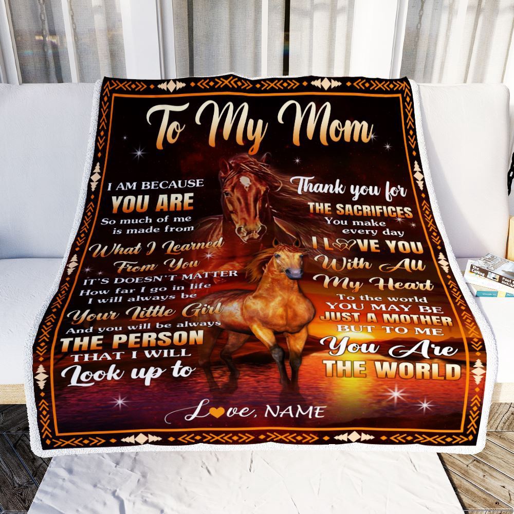 To My Mom Blanket From Daughter Thank You For The Sacrifices Horse, Mother Day Blanket, Personalized Blanket For Mom