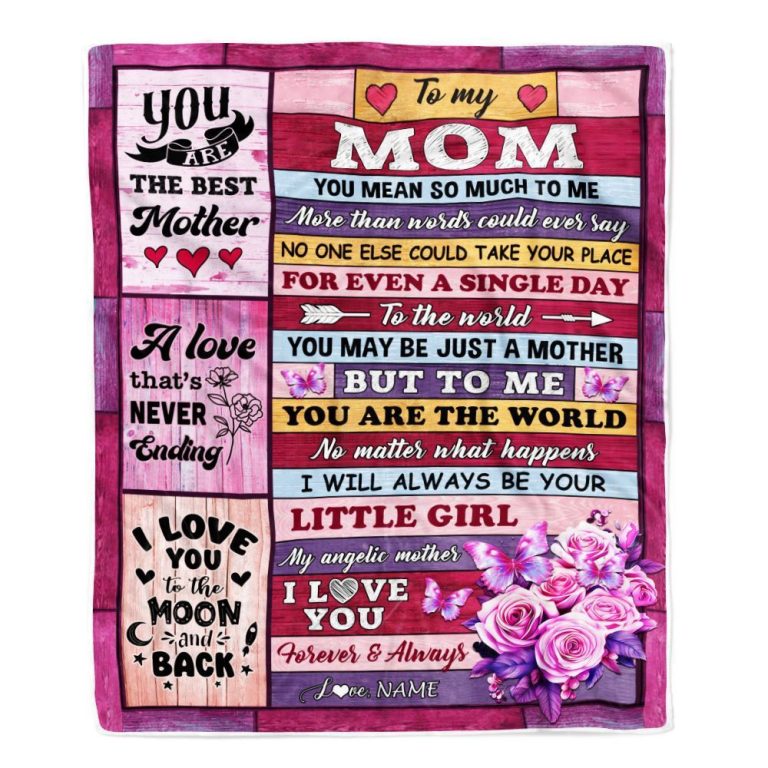 To My Mom Blanket From Daughter Wood Butterfly Love My Angelic, Mother Day Blanket, Personalized Blanket For Mom