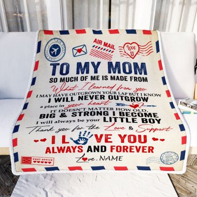 To My Mom Blanket From Son Air Mail Letter Mail I Love You Always Forever Mom, Mother Day Blanket, Personalized Blanket For Mom