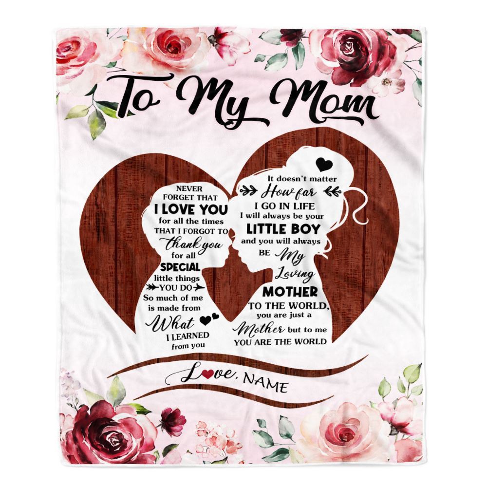 To My Mom Blanket From Son Never Forget I Love You Heart Flower Mom, Mother Day Blanket, Personalized Blanket For Mom To My Mom Blanket From Son Never Forget I Love You Heart Flower Mom, Mother Day Blanket, Personalized Blanket For Mom