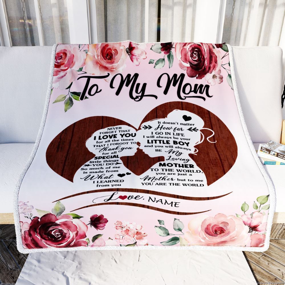 To My Mom Blanket From Son Never Forget I Love You Heart Flower Mom, Mother Day Blanket, Personalized Blanket For Mom To My Mom Blanket From Son Never Forget I Love You Heart Flower Mom, Mother Day Blanket, Personalized Blanket For Mom