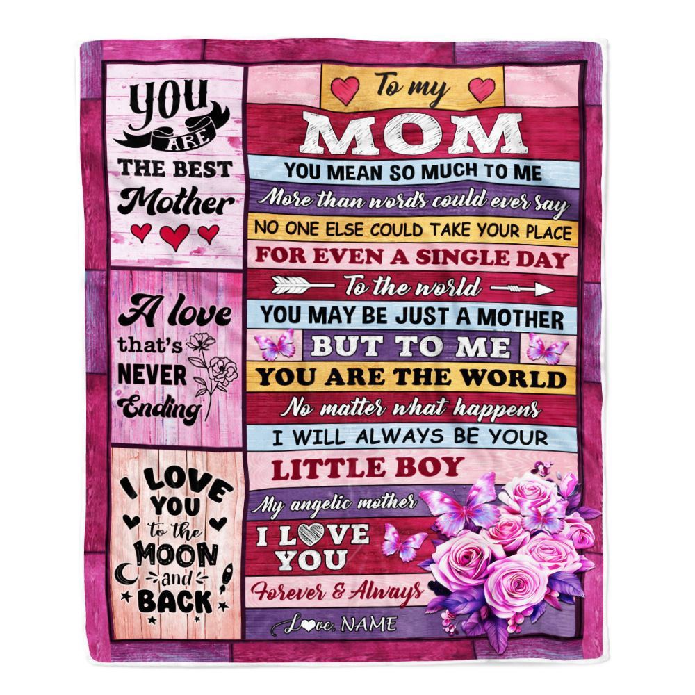 To My Mom Blanket From Son Wood Butterfly Love My Angelic, Mother Day Blanket, Personalized Blanket For Mom To My Mom Blanket From Son Wood Butterfly Love My Angelic, Mother Day Blanket, Personalized Blanket For Mom