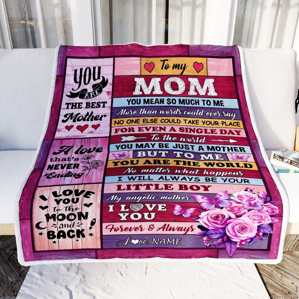 To My Mom Blanket From Son Wood Butterfly Love My Angelic, Mother Day Blanket, Personalized Blanket For Mom To My Mom Blanket From Son Wood Butterfly Love My Angelic, Mother Day Blanket, Personalized Blanket For Mom