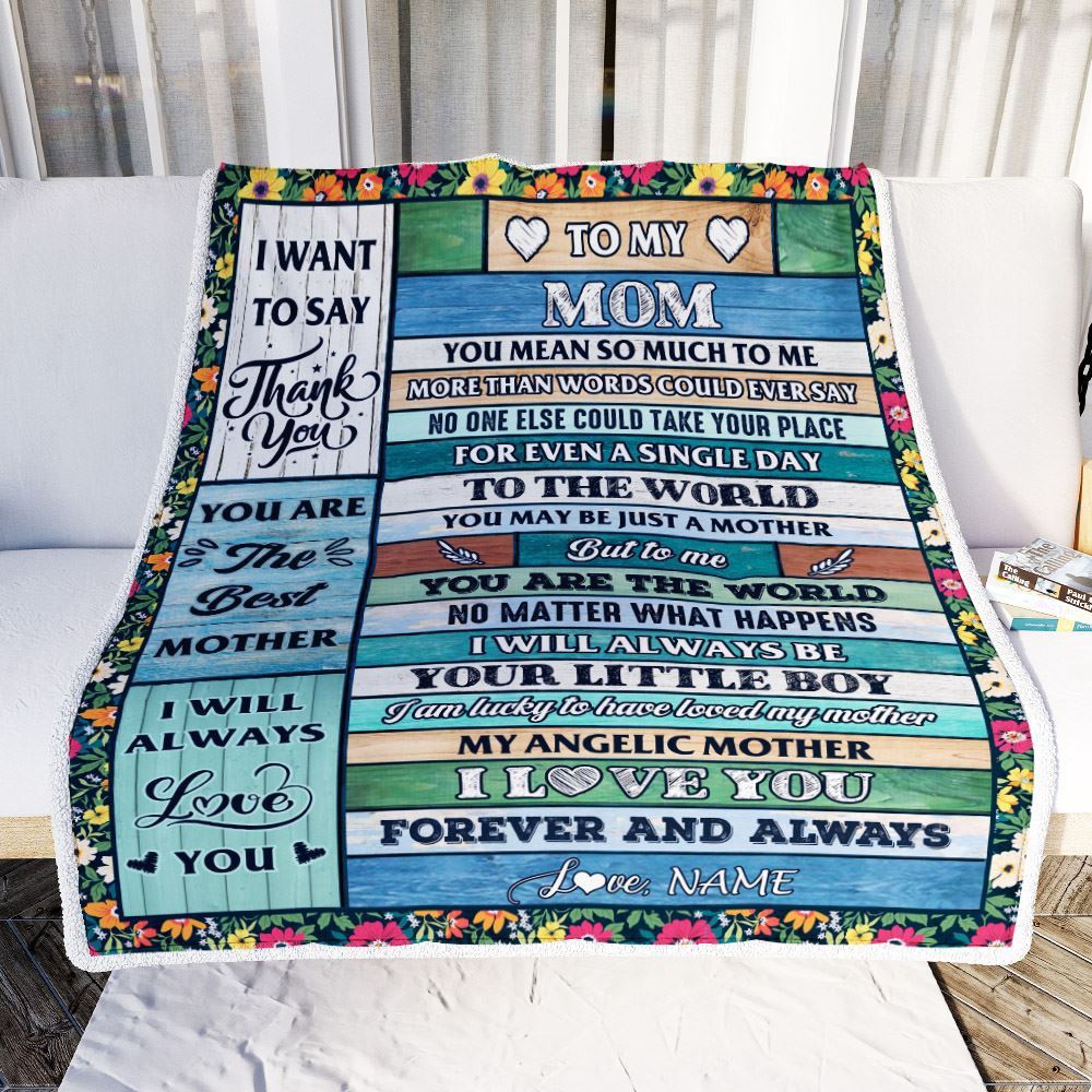 To My Mom Blanket From Son Wood Thank You My Angelic, Mother Day Blanket, Personalized Blanket For Mom