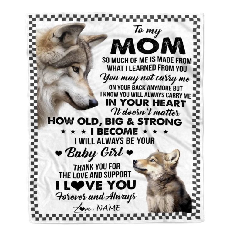 To My Mom From Daughter Blanket Wolf Always Be Your Little, Mother Day Blanket, Personalized Blanket For Mom