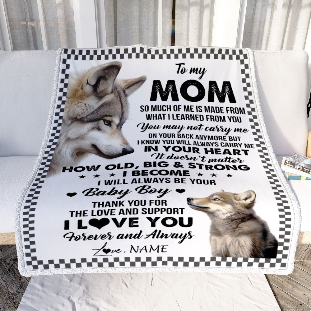 To My Mom From Son Blanket Wolf Always Be Your Little, Mother Day Blanket, Personalized Blanket For Mom