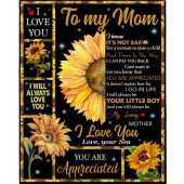 To My Mom I Love You Appreciated Mothers Day Gift From Son Sunflower Lover Not Easy For Woman Raise Child Blanket Blankets For Mothers Day 1 Xqzvcp.jpg - demo10